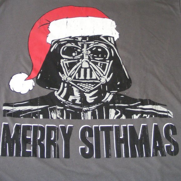 MERRY SITHMAS Tshirt, XL/2XL, Darth Vader Christmas, Darker Gray, Short sleeves - Picture 2 of 6